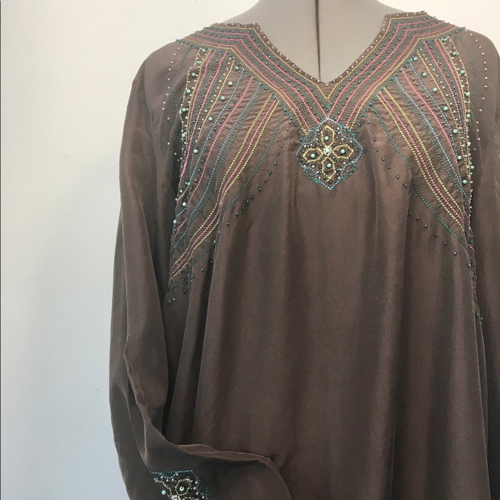 Embroidered tunic silk dress - Coldwater Creek